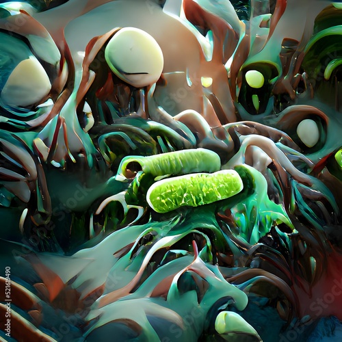 Scientific image of bacteria Citrobacter, Gram-negative bacteria, illustration. Found in human intestine, can cause urinary infections, infant meningitis and sepsis photo