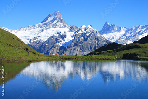 The famous Bachalpsee  a wonderful mountain lake in Grindelwald  Switzeland 