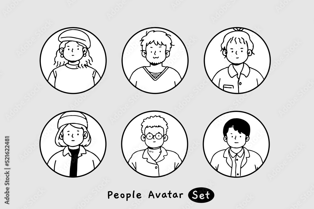 Office workers avatar set. Different men and women characters collection. Hand-drawn icon style. Office workers avatar set. Different men and women characters collection. Hand-drawn icon style.
