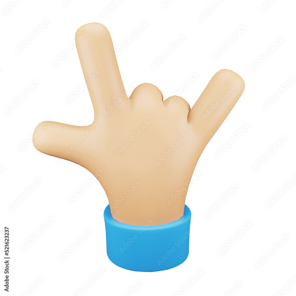 Rock hand gesture emoji 3d rendering isometric icon. Rock hand gesture emoji 3d rendering isometric icon.