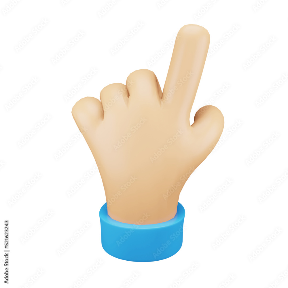 Obraz premium Pointing hand gesture emoji 3d rendering isometric icon.