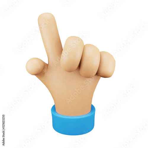 Pointing hand gesture emoji 3d rendering isometric icon.