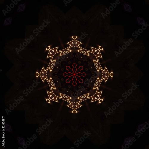 Circle pattern petal flower of mandala with multi color,Vector floral mandala relaxation patterns unique design with black background,Hand drawn pattern,concept meditation and relax photo