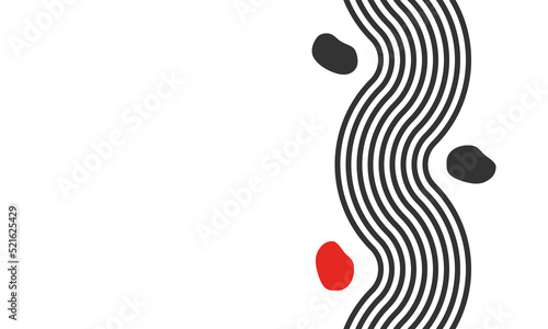 wave parallel lines and circles, meditation zen garden top view or life balance vector illustration