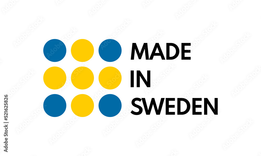 made in sweden, vector logo with swedish flag painted circles made in sweden, vector logo with swedish flag painted circles