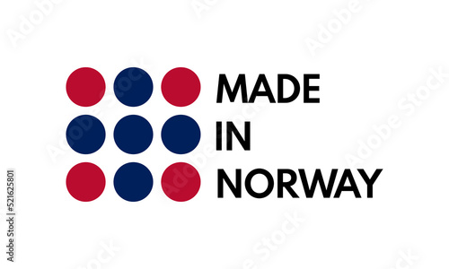 made in norway, vector logo with norwegian flag painted circles