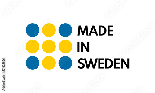 made in sweden, vector logo with swedish flag painted circles