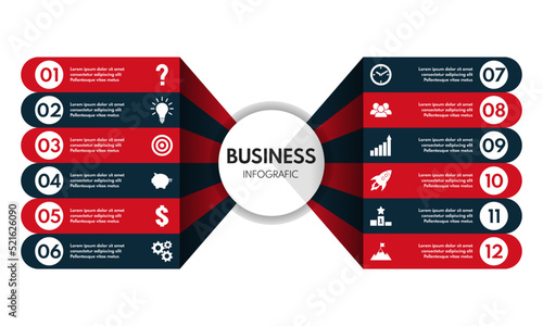 12 options business infographic, steps to success, vector illustration