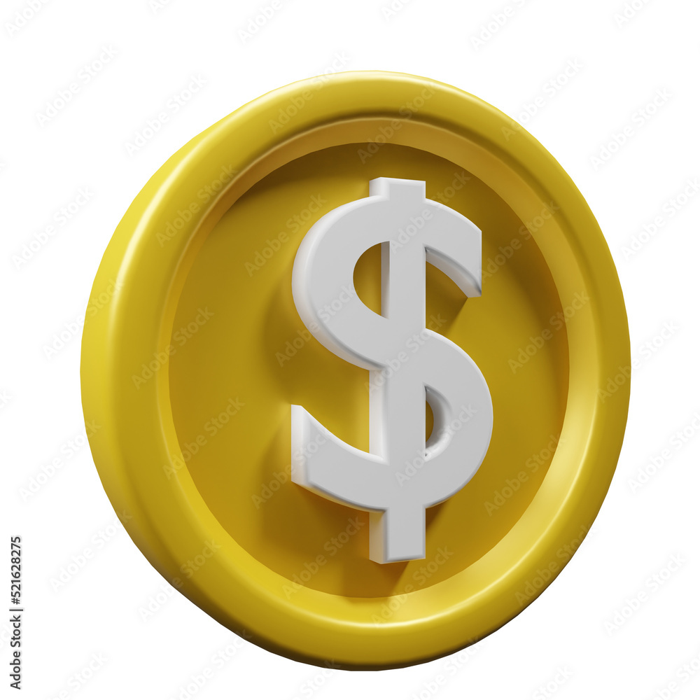 American dollar coin 3D illustration American dollar coin 3D illustration