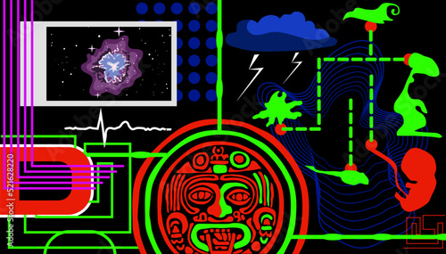 Conceptual illustration about the development and interconnection of life in the universe