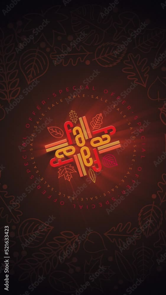 Fall. Autumn sale concept typographic vertical loop animation. Fall. Autumn sale concept typographic vertical loop animation.