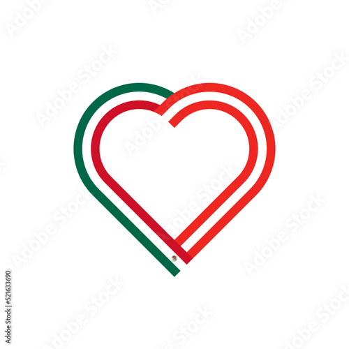 unity concept. heart ribbon icon of mexico and peru flags. vector illustration isolated on white background