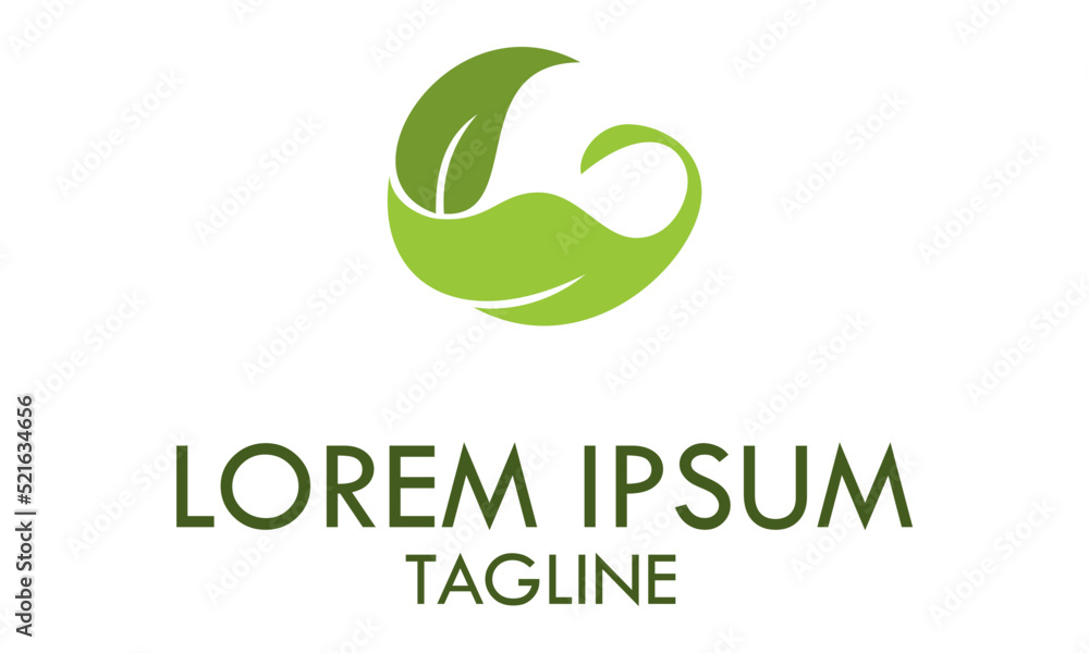 Green Color Abstract Simple Shape Leaf Tea Nature Eco Logo Design Green Color Abstract Simple Shape Leaf Tea Nature Eco Logo Design