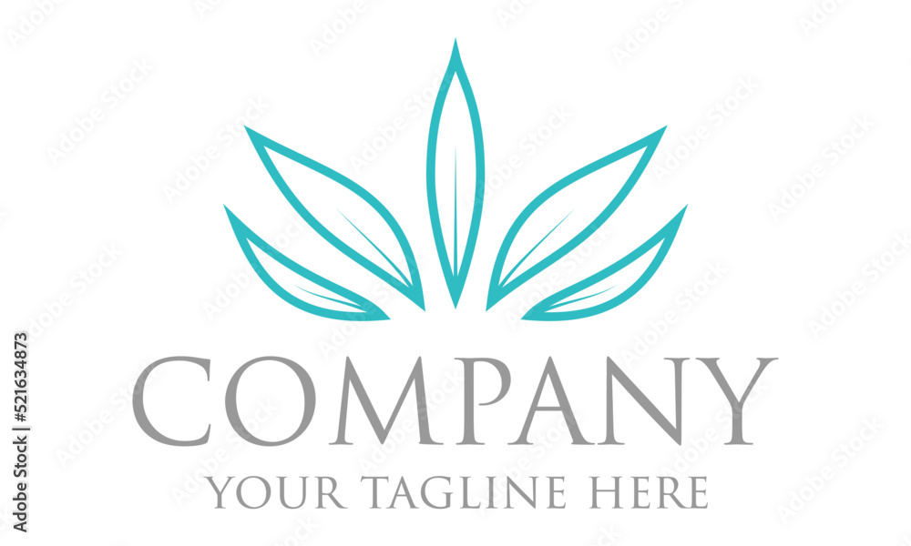 Blue Color Abstract Beautiful Line Art Leaf Logo Design Blue Color Abstract Beautiful Line Art Leaf Logo Design