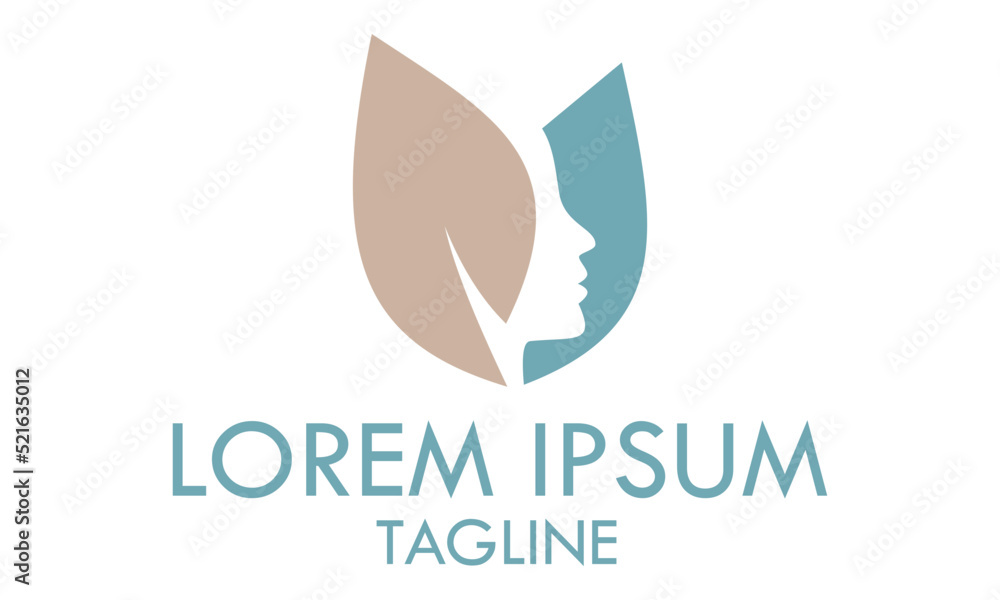 Green Color Simple Leaf Growth Eco Nature with Negative Space Woman Head Logo Design Green Color Simple Leaf Growth Eco Nature with Negative Space Woman Head Logo Design