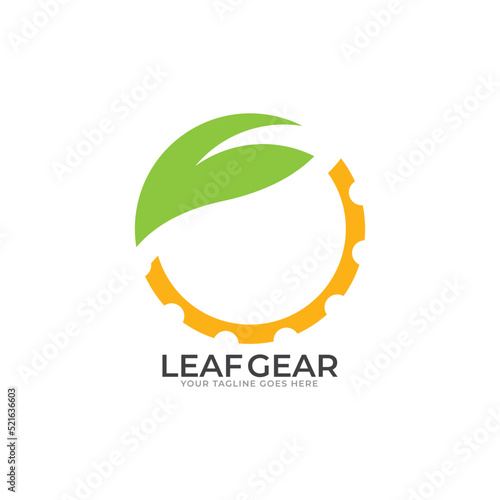 Modern nature technology logo, leaf and gear machine vector, Agriculture logo template icon, Green Eco Tech Logo Template Design Vector, Nature Industry