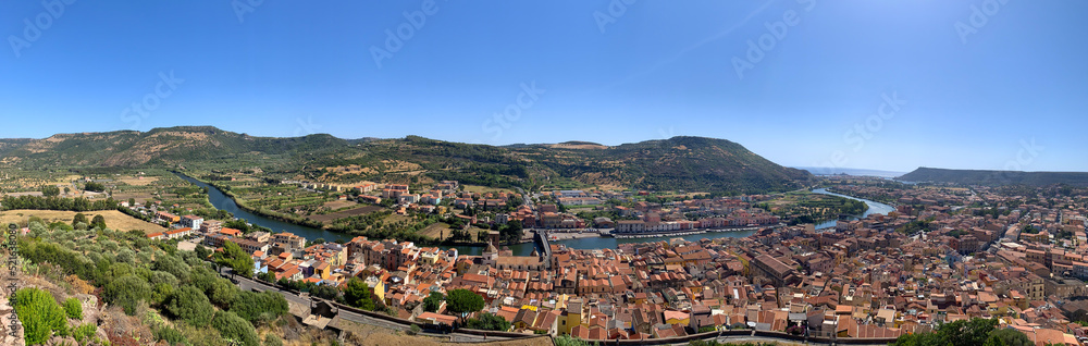 Panoramic view from castle at Bosa, Sardinia, Italy