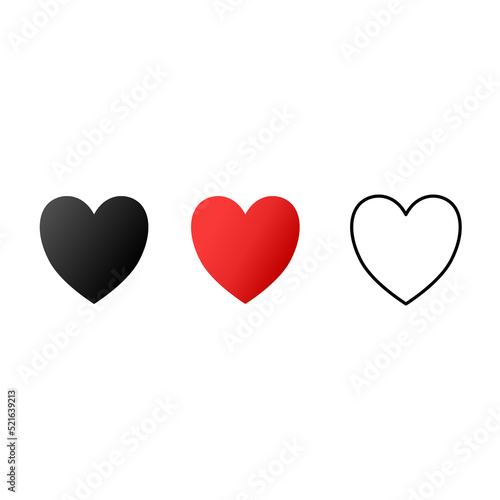 Collection of heart illustrations, love symbol icons set. Set of love illustrations with hearts vector