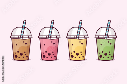 Bubble / boba tea cups vector illustration