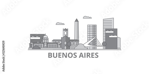 Argentina, Buenos Aires City city skyline isolated vector illustration, icons