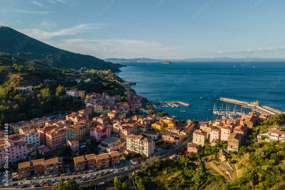 Aerial view of Rio Marina on Elba Island, Tuscany, Italy. Aerial view of Rio Marina on Elba Island, Tuscany, Italy.