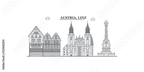 Obraz na płótnie Austria, Linz city skyline isolated vector illustration, icons w salonie