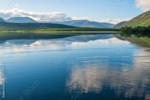 Panoramic view of the lake in the mountains