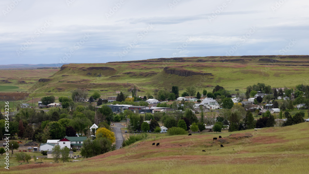 Washtucna, Washington, United States. Small American Town during cloudy evning.