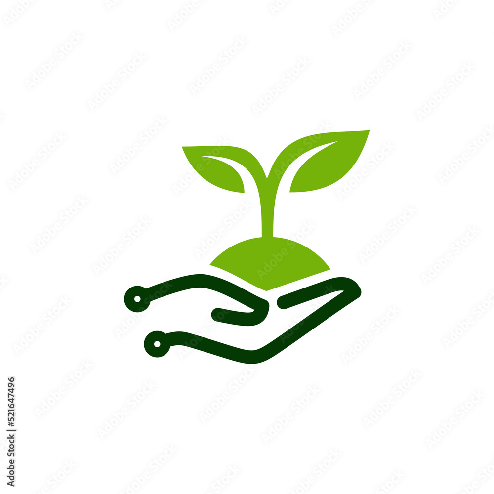 techno eco plant logo vector stock illustration techno eco plant logo vector stock illustration