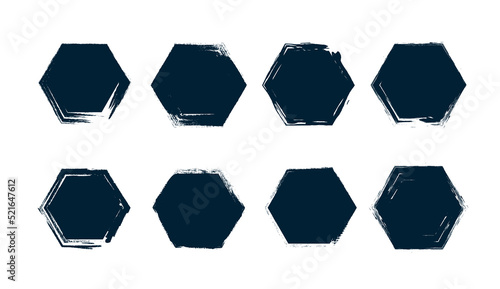 hexagon set abstract grunge flat vector
