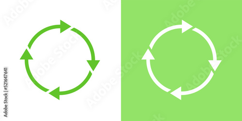 Circular reuse arrow sign icons design vector. Green organic energy power sustainability symbol illustration.