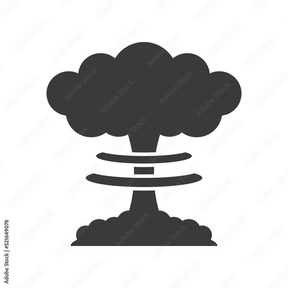 Nuclear bang glyph icon isolated on a white background.Vector illustration. Nuclear bang glyph icon isolated on a white background.Vector illustration.
