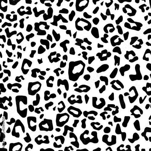 Vector seamless leopard pattern, black spots on white background classic design