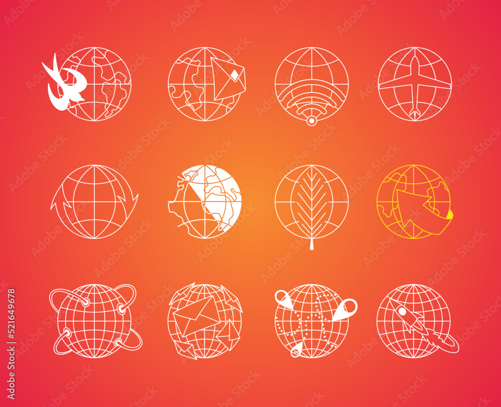Earth globe icon. Stroke line icons set. Simple symbols for app development and website design. Vector outline pictograms Earth globe icon. Stroke line icons set. Simple symbols for app development and website design. Vector outline pictograms