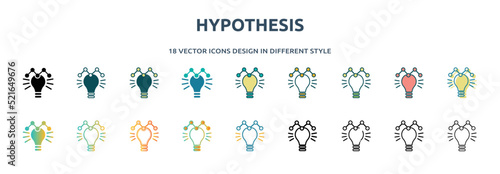 hypothesis icon in 18 different styles such as thin line, thick line, two color, glyph, colorful, lineal color, detailed, stroke and gradient. set of hypothesis vector for web, mobile, ui