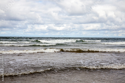 Cold summer season on the Baltic Sea in windy weather