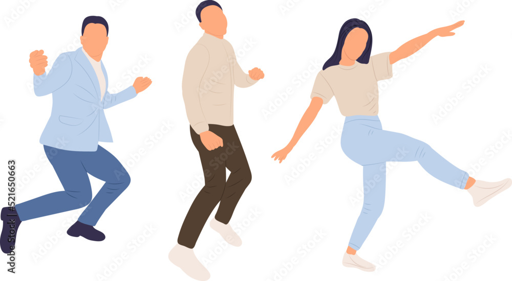 dancing people in flat style, isolated, vector