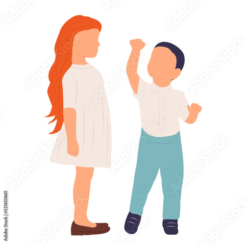 boy and girl in flat style, isolated, vector