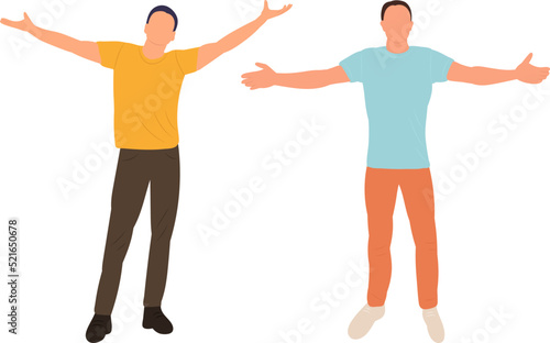 men rejoice in flat style, isolated, vector