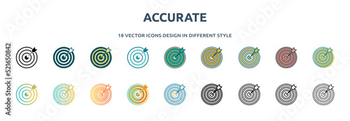 accurate icon in 18 different styles such as thin line, thick line, two color, glyph, colorful, lineal color, detailed, stroke and gradient. set of accurate vector for web, mobile, ui