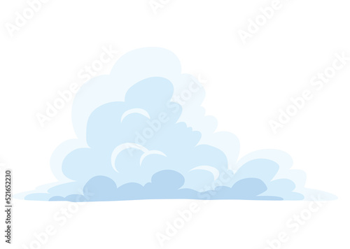 Cartoon clouds. Abstract white cloudscape icon symbol. Vector cloudy landscape or simplicity nature aerial panorama. Round shapes in flat style