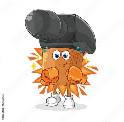 hammer boxer character. cartoon mascot vector