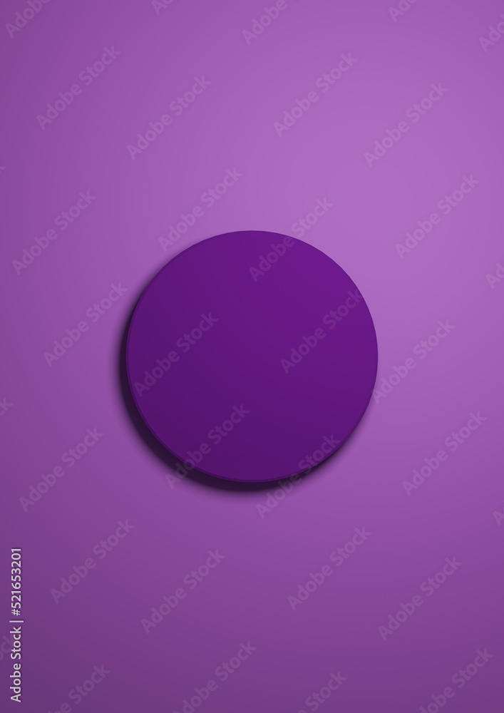 Obraz premium Bright purple, violet 3d Illustration simple minimal product display background top view flat lay with one cylinder, circle podium or stand from above