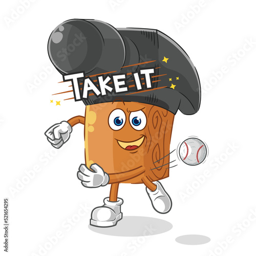 hammer throwing baseball vector. cartoon character