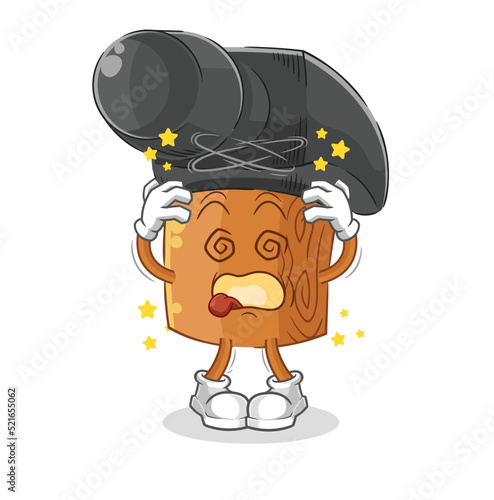 hammer dizzy head mascot. cartoon vector