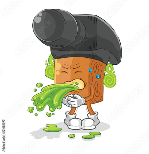 hammer throw up cartoon. cartoon mascot vector