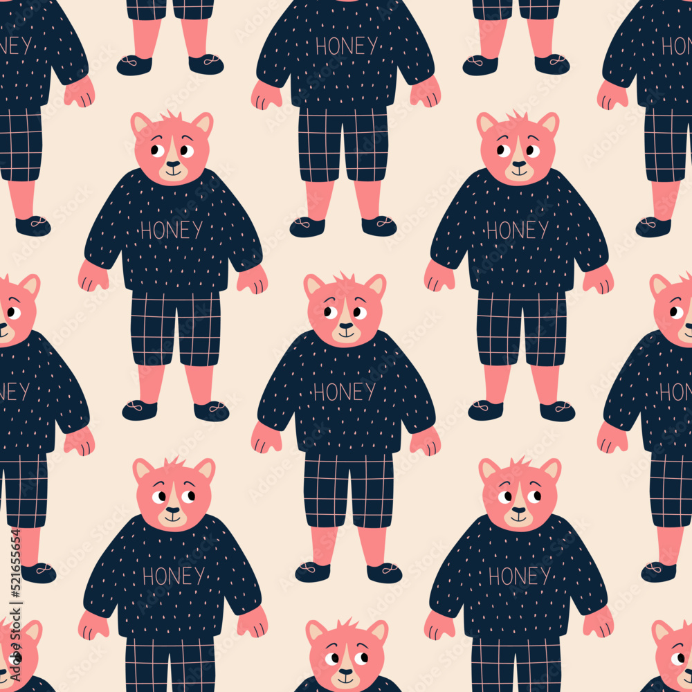 Pink Checks Shirt and Cute Bear Pants
