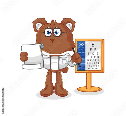 bear oculist cartoon. cartoon mascot vector