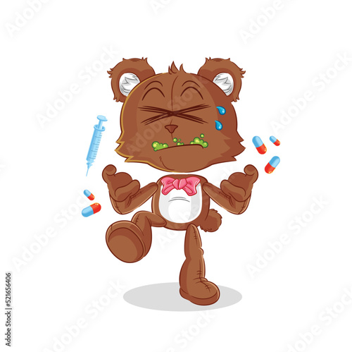 bear drug overdose. cartoon illustration