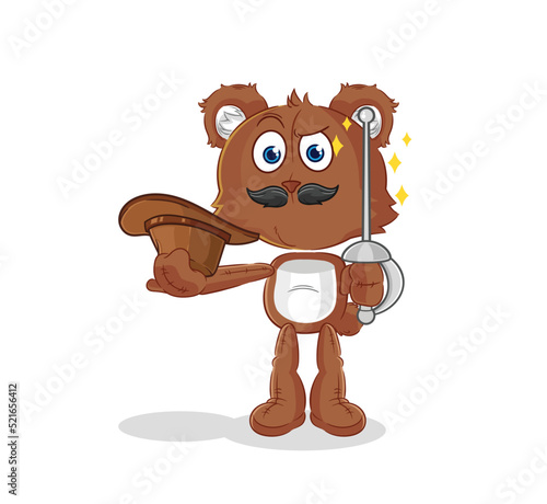 bear fencer character. cartoon mascot vector